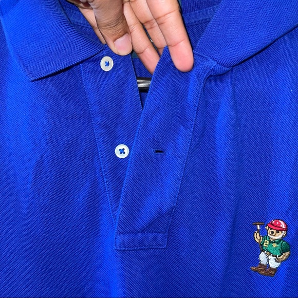 Men’s sz L polo Ralph Lauren collar Polo button shirt with embroidered bear - Picture 5 of 10